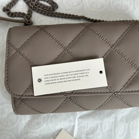 Tory Burch Willa Matte Chain Wallet Crossbody Bag Gray Heron Silver Grey - Picture 12 of 12